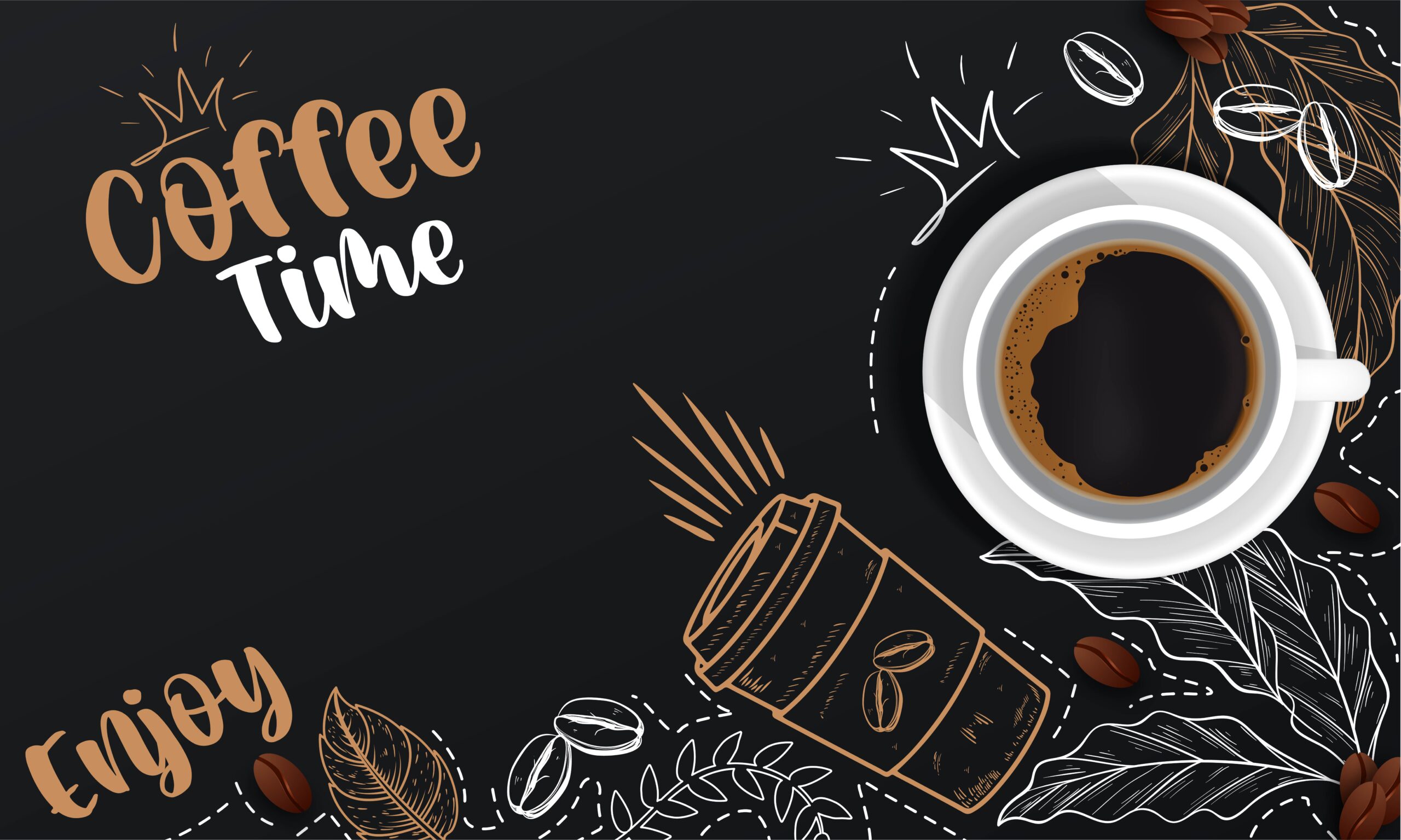 realistic coffee time background with coffee cup